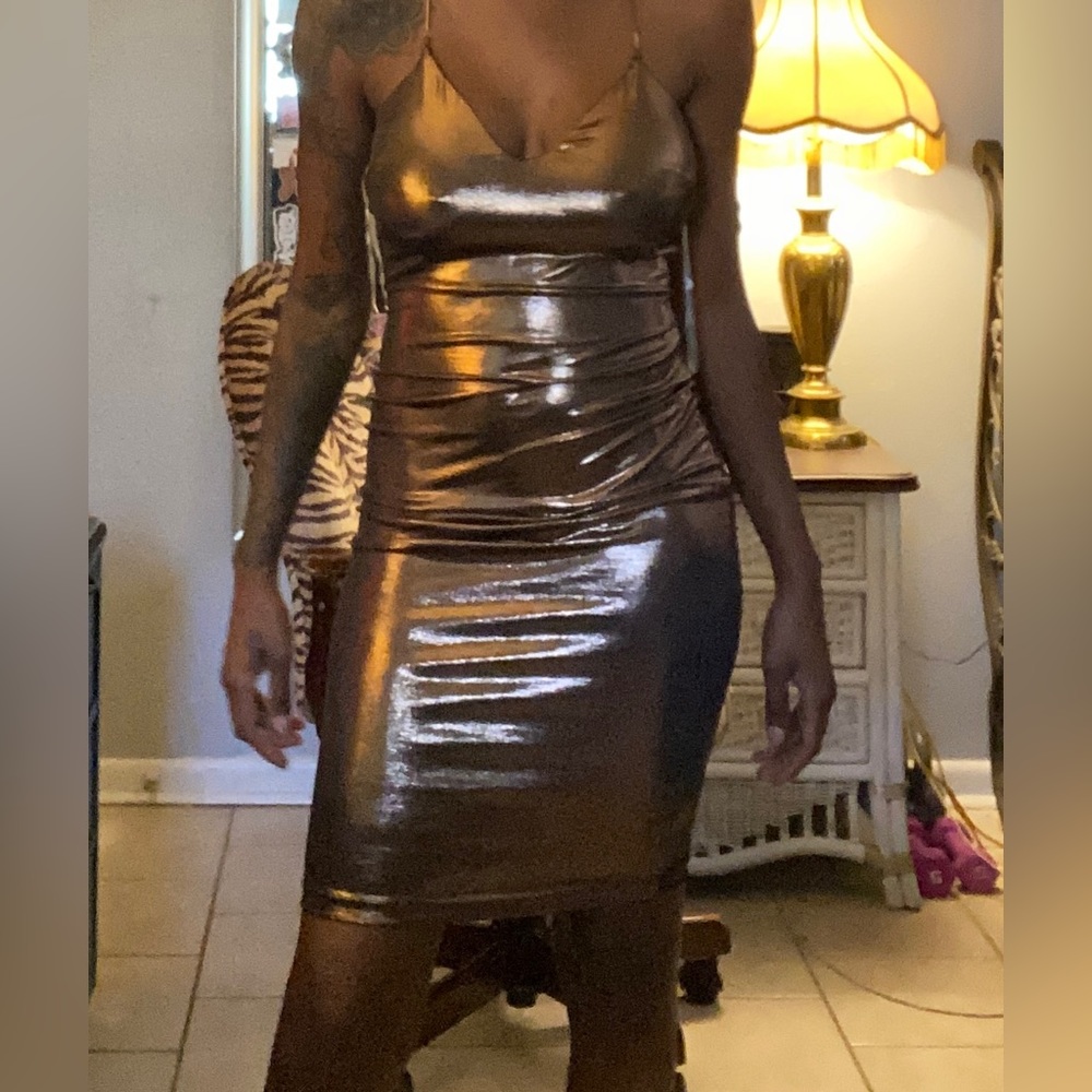 Bronze shiny cocktail dress